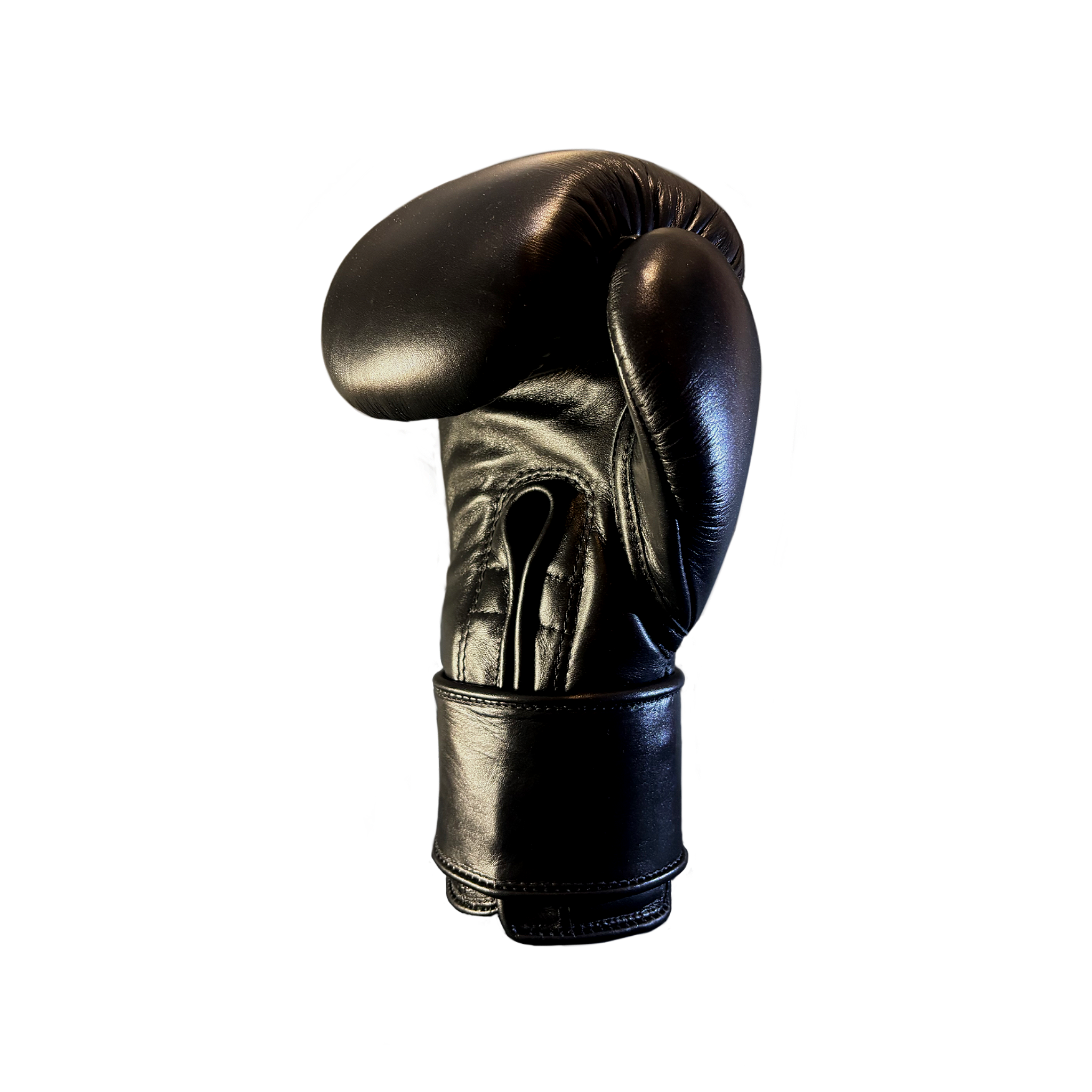 Pair of Arma Origin premium black leather hook and loop 16 oz boxing gloves