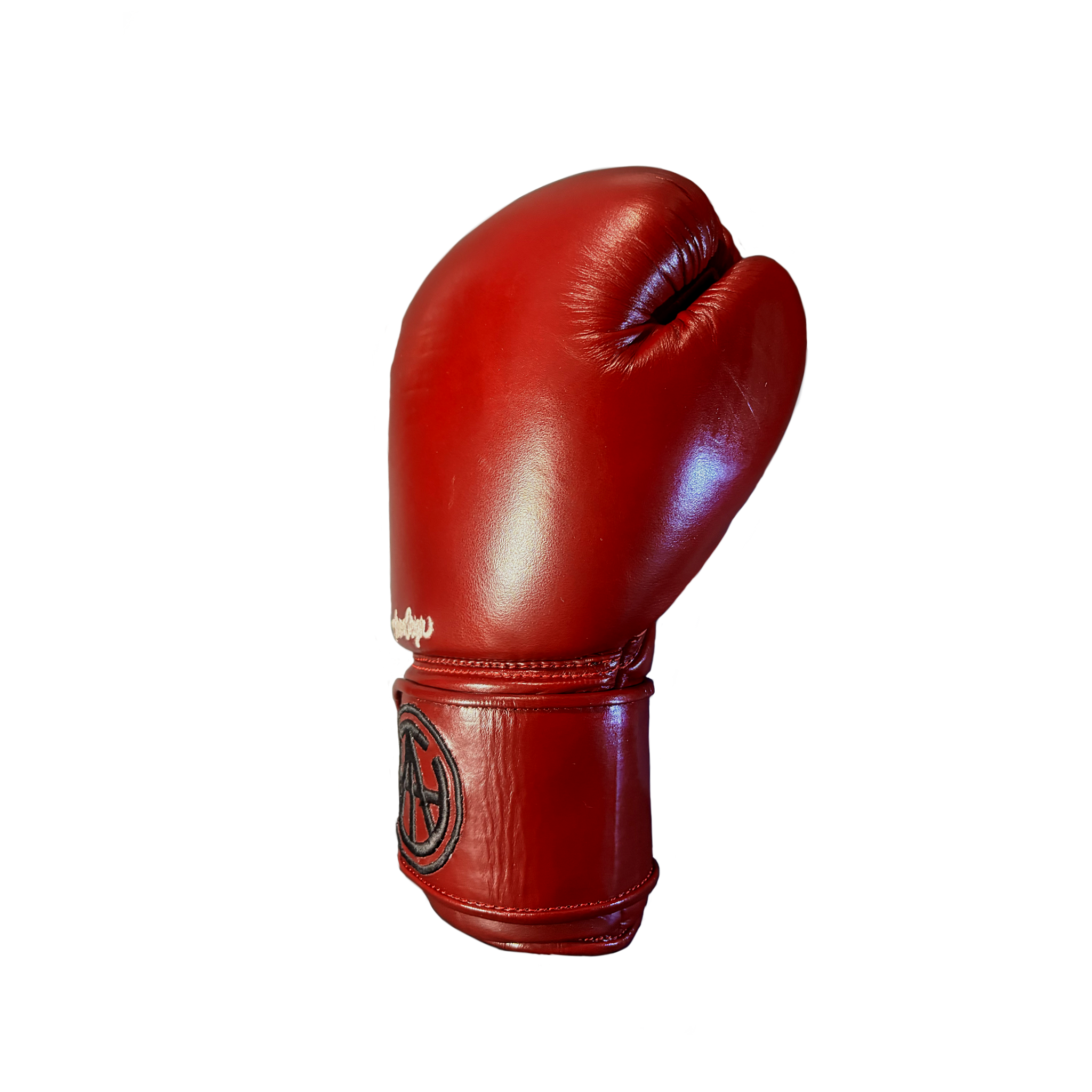 Pair of Arma Origin premium red leather hook and loop 16 oz boxing gloves